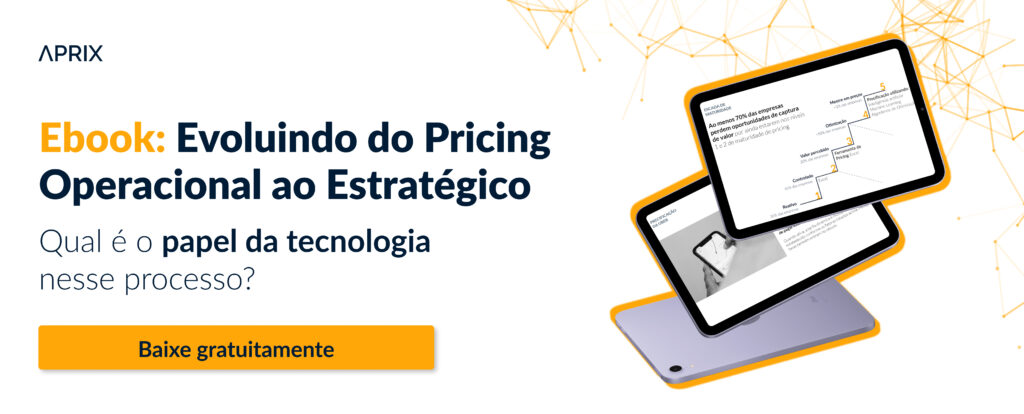 "Ebook: evoluindo do pricing operacional ao estratégico". Abaixo, em um retângulo amarelo, se lê "baixe o material gratuitamente".