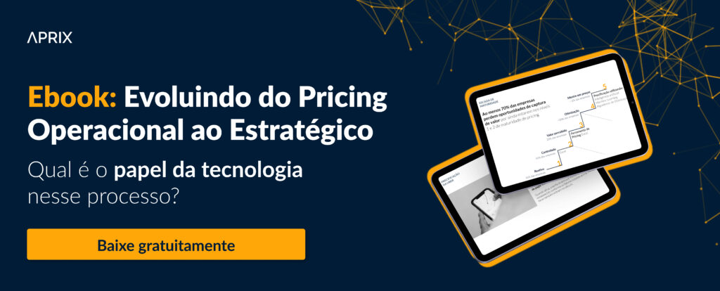 "Ebook: evoluindo do pricing operacional ao estratégico". Abaixo, em um retângulo amarelo, se lê "baixe o material gratuitamente".
